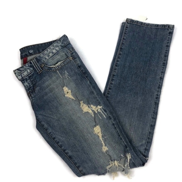 GUESS Distressed & Destroyed Flirty Low Rise Jeans - Picture 1 of 8